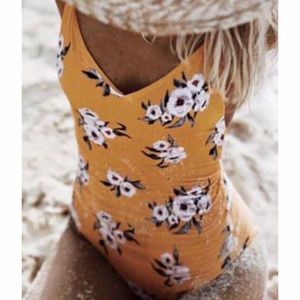 Orange one piece bathing suit